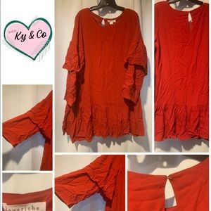 Plus Sized Ruffle Sleeved Rust Dress NWT